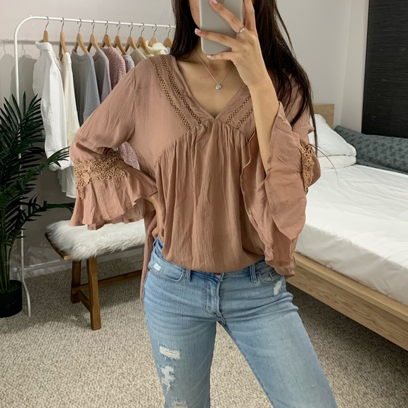 SOLD OUT Dusty Rose Crinkle Gauze Top - Picture 6 of 6